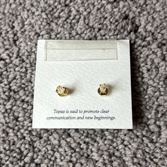 Shivam 14K Gold Plated Sterling Silver Topaz Gemstone Earrings - Picture 4 of 4